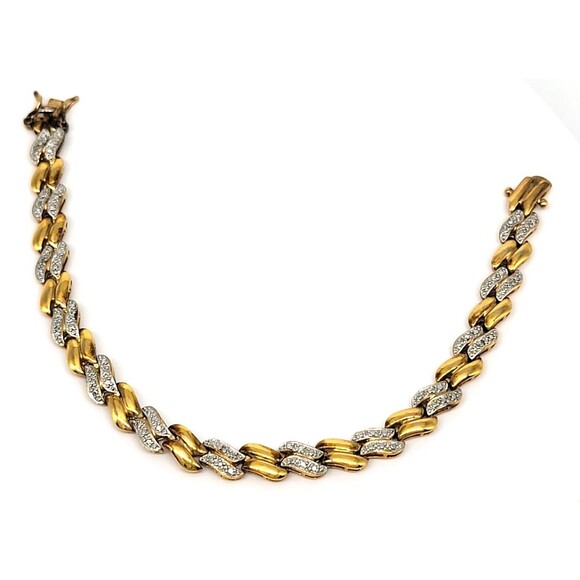 Gold Vermeil Over Sterling Silver Link Bracelet 7.5" Stamped 925 China Elegant - Picture 4 of 17